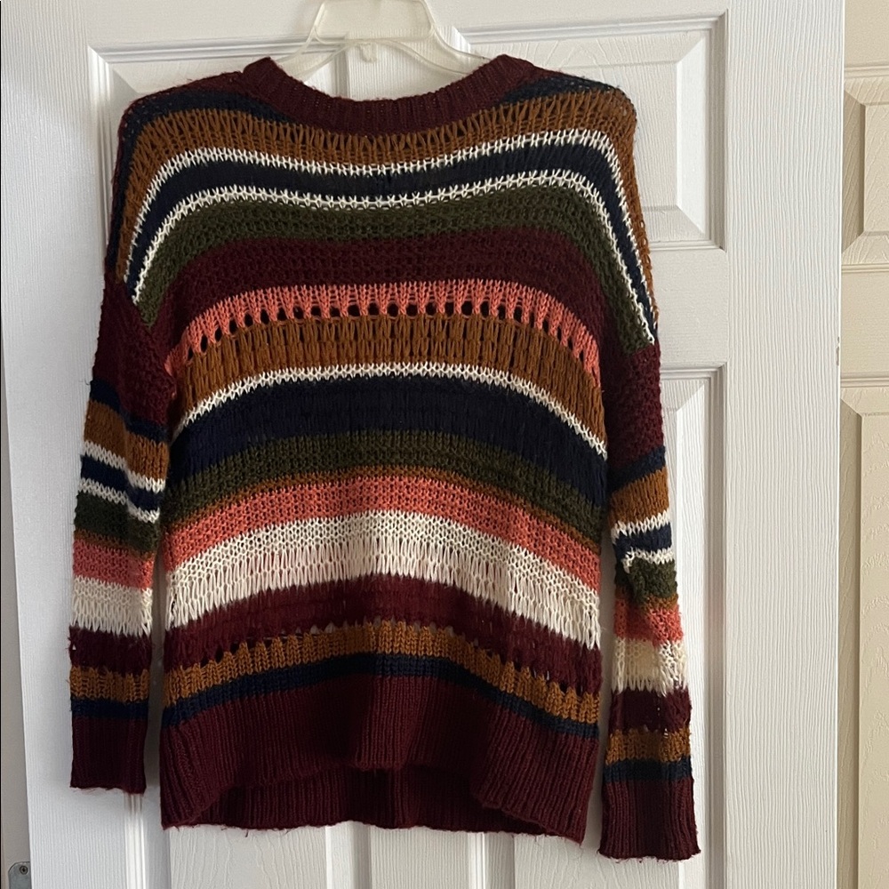 Forever 21 Burgundy and Olive Striped Sweater